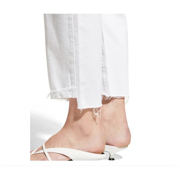 New FRAME Le Original Front-Cuff Cropped WHITE HIGH RISE STRAIGHT Fit Jeans Sz31 - Picture 6 of 12